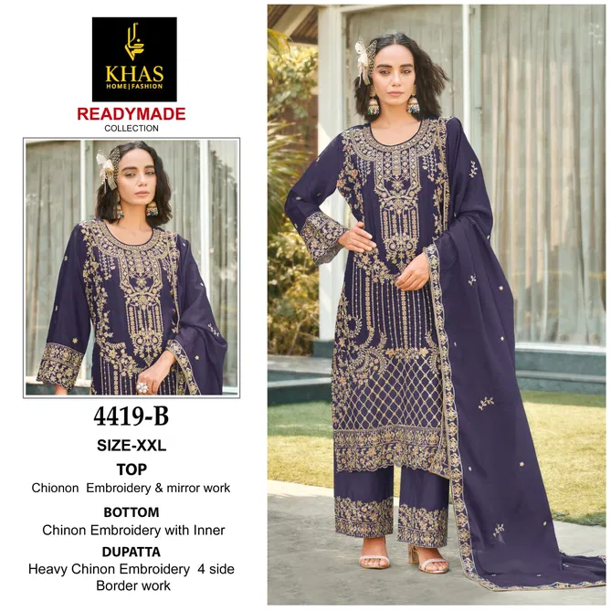 4419 Khas Chinon Embroidery Pakistani Readymade Suits Orders In India